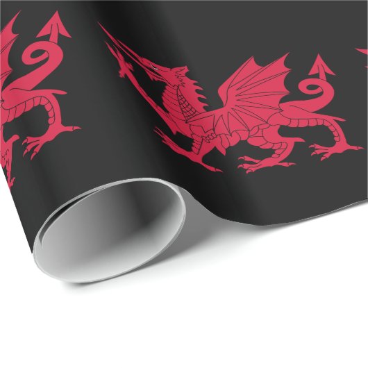 Walisisches Drachenschwarzes Hintergrundpapier Geschenkpapier (Rolleneckpunkt)