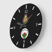 walisisches Flaggenemblem Große Wanduhr (Winkel)