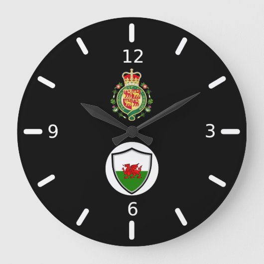 walisisches Flaggenemblem Große Wanduhr (Vorderseite)