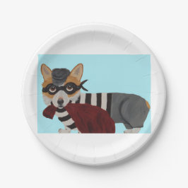 Walisiser Corgi Leckerli Dieb Einbrecher Pappteller