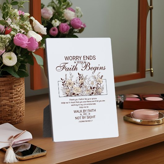 Walk by Faith 2 Corinthians Floral Scripture Fotoplatte