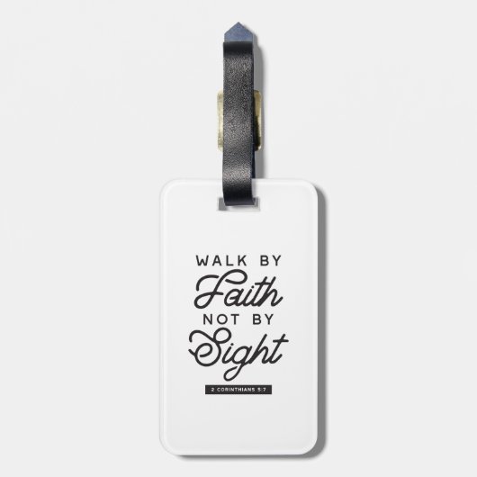 "Walk by Faith" Bible Verse Typografie Design Gepäckanhänger (Rückseite vertikal)