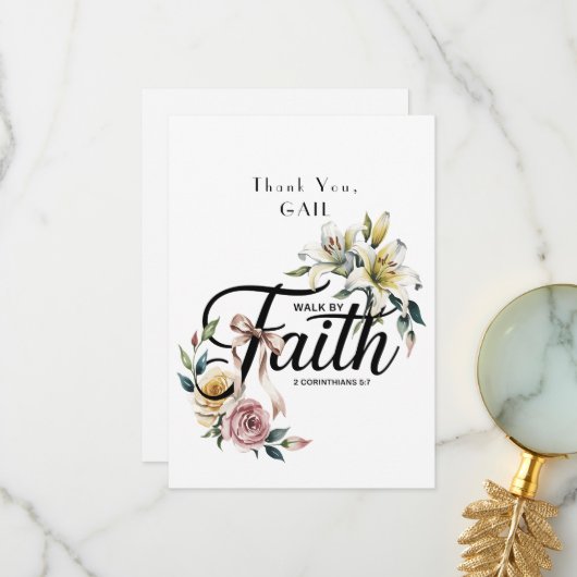 "Walk by Faith Floral Scripture Design Dankeskarte (Vorderseite/Rückseite Beispiel)
