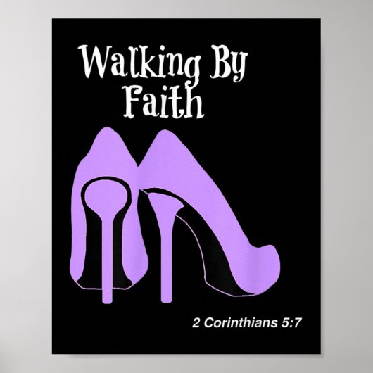 Walk By Faith Graphic Christian Design With Purple Poster (Vorne)