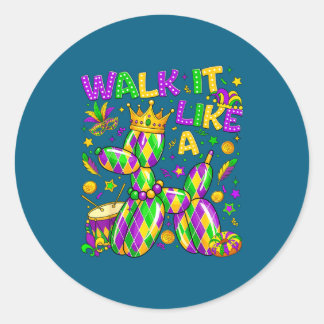Walk It Like A Dog Mardi Gras Louisiana Carnival F Runder Aufkleber