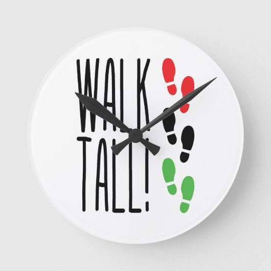 Walk Tall Runde Wanduhr (Vorderseite)