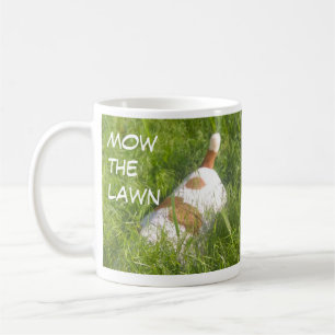 "Walk the dog and mäw the rasen" Tasse, Jack Russe Kaffeetasse