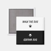 Walk the Dog Black White Paws Print Reversible Magnet (Vorderseite/Rückseite)