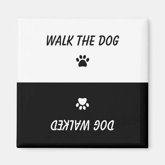 Walk the Dog Black White Paws Print Reversible Magnet (Vorne)