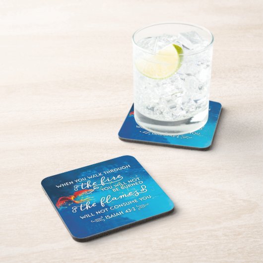 "Walk Through Fire" Isaiah 43:2 Bibel Verse Untersetzer (Rechte Seite)