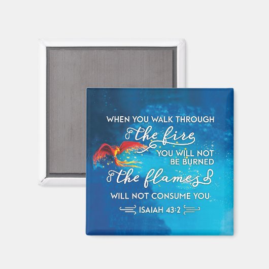 "Walk Through Fire" Isaiah 43:2 Bible Verse Magnet (Vorderseite/Rückseite)