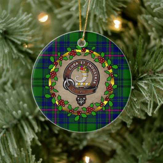 Walker Clan Abzeichen & Tartan Personalisierte Wei Keramik Ornament (Baum)