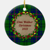 Walker Clan Abzeichen & Tartan Personalisierte Wei Keramik Ornament (Hinten)
