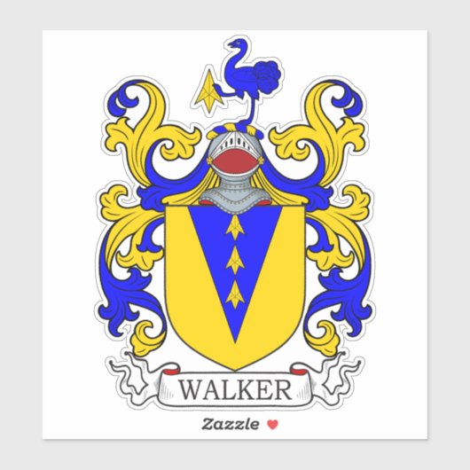 Walker Familienwappen Aufkleber (Blatt)