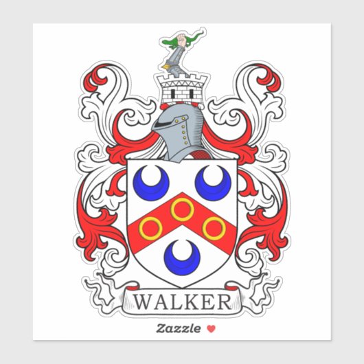 Walker Familienwappen Aufkleber (Blatt)