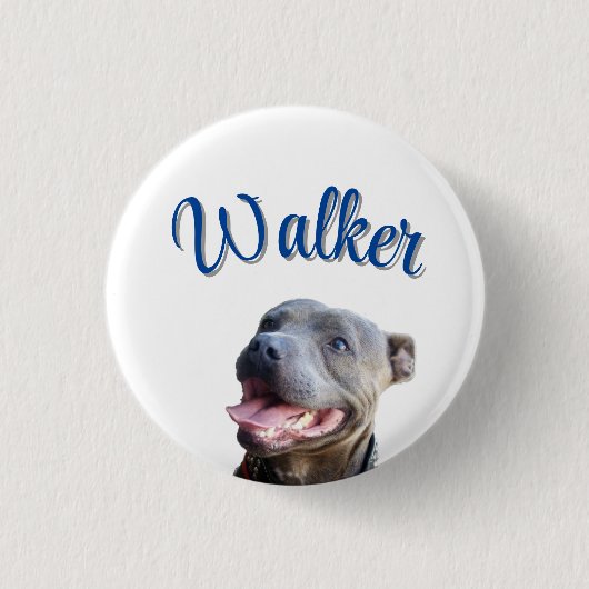 Walker Name mit Staffy Bull Terrier, Button (Vorderseite)