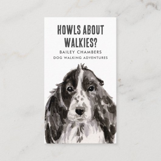 Walkies Watercolor Dog Walker Visitenkarte (Vorderseite)