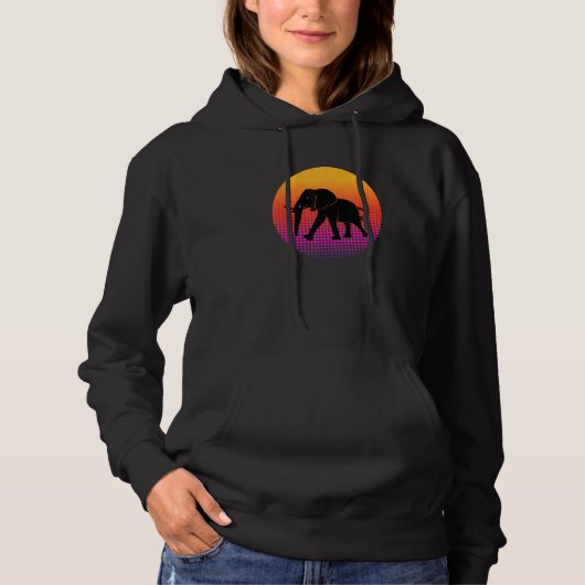 Walking African Elephant Animal Silhouette Sunset  Hoodie (Vorderseite)