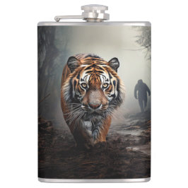 Walking Alter Schwarz-Orange-Tiger surrealer Wald Flachmann