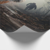 Walking Alter Schwarz-Orange-Tiger surrealer Wald Geschenkpapier (Ecke)