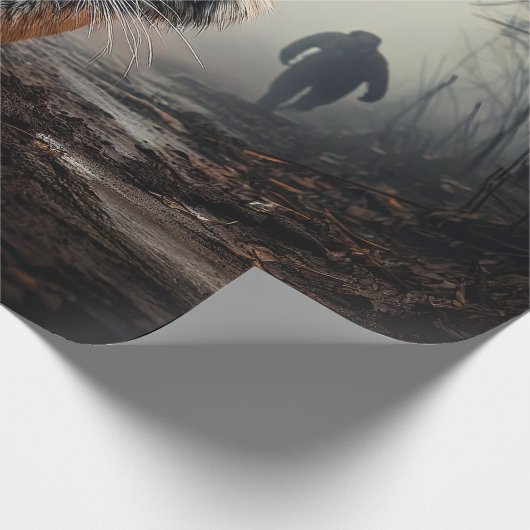 Walking Alter Schwarz-Orange-Tiger surrealer Wald Geschenkpapier (Ecke)