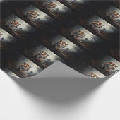 Walking Alter Schwarz-Orange-Tiger surrealer Wald Geschenkpapier (Ecke)