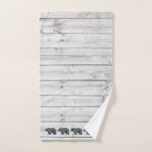 Walking Bear Grey Wood Pattern Badetuch Set (Handtuch)