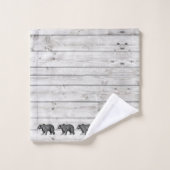 Walking Bear Grey Wood Pattern Badetuch Set (Waschlappen)