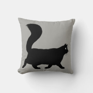 Walking Black Cat Coole Kitty mit Fluffy Schwanz Kissen