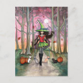 Walking der Katzen Halloween Hexenkarte Postkarte (Vorderseite)