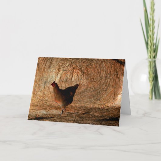 "Walking" - Digital erweitertes Foto Chicken & Hay Karte (Vorderseite)