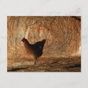 "Walking" - Digital erweitertes Foto Chicken & Hay Postkarte