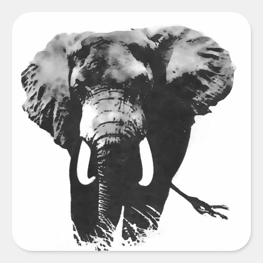 Walking Elephant Quadratischer Aufkleber (Vorderseite)