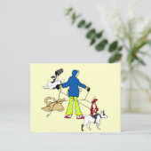 Walking Flyball Hunde Postkarte (Stehend Vorderseite)