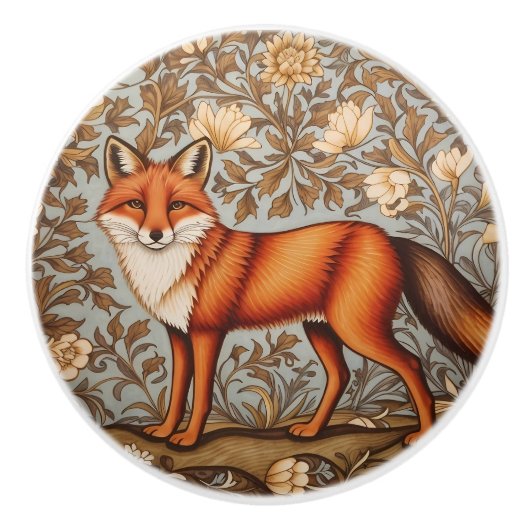 Walking Fox William Morris Inspiriert Keramikknauf (Vorderseite)