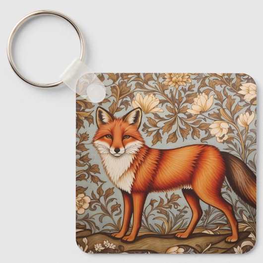 Walking Fox William Morris Inspiriert Schlüsselanhänger (Vorderseite)