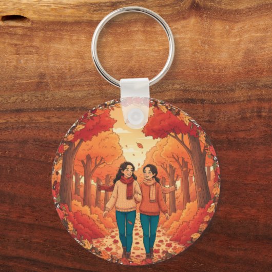 Walking Friends Icon | Cute Thanksgiving Keychain Schlüsselanhänger (Vorderseite)