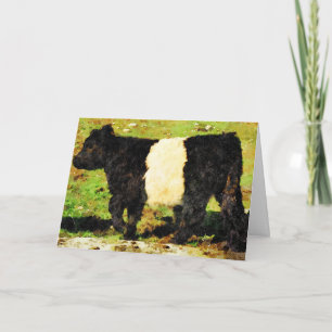Walking Galloway steer calf Happy Birthday Feiertagskarte