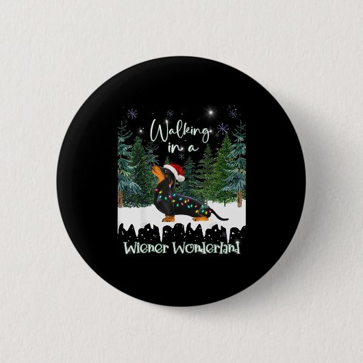 Walking In A Wiener Wonderland Dachshund  Button (Vorderseite)