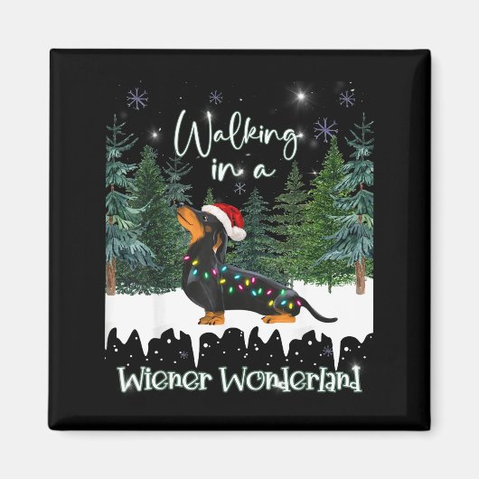 Walking In A Wiener Wonderland Dachshund Magnet (Vorne)