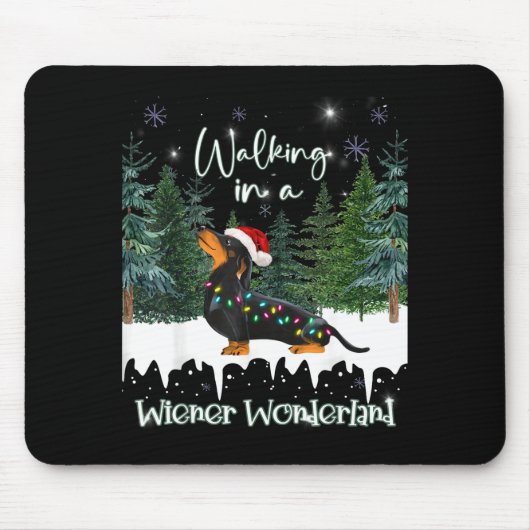 Walking In A Wiener Wonderland Dachshund Mousepad (Vorne)