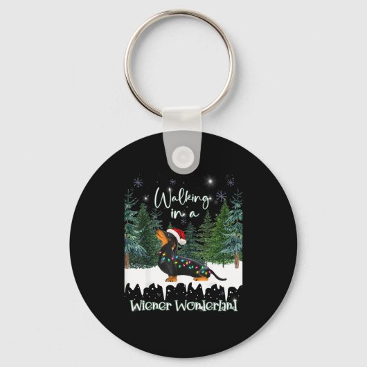 Walking In A Wiener Wonderland Dachshund  Schlüsselanhänger (Vorderseite)