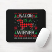 Walking In A Wiener Wonderland Funny Dachshund Chr Mousepad (Mit Mouse)