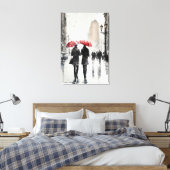 Walking in der Regenwasserfarbe Print Leinwanddruck (Insitu (Schlafzimmer))