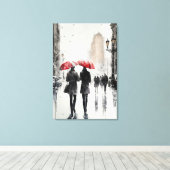 Walking in der Regenwasserfarbe Print Leinwanddruck (Insitu (Holzboden))