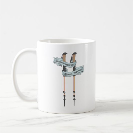 walking is the best medic Hippocrates hiking pulse Kaffeetasse (Links)
