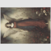 Walking Meadow Angel Earth Tone Vintage Decoupage Seidenpapier (Vorderseite)