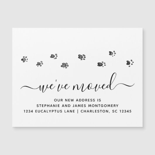 Walking Paw Prints Moving New Address Magnet (Vorderseite)