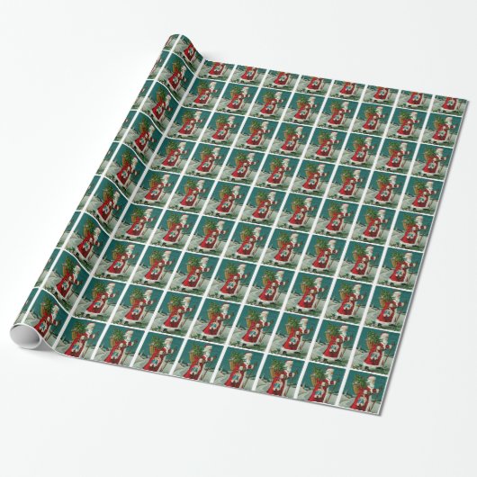 Walking Santa Geschenkpapier (Ungerollt)