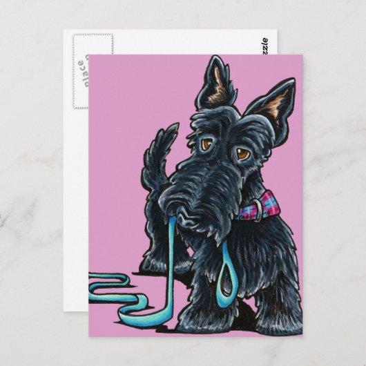 Walking Scottie Postkarte (Vorne/Hinten)